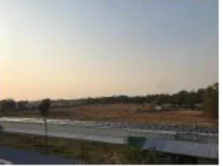 Solar site at dusk